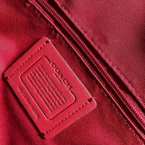 Coach Hallie In Signature Canvas Shoulder Bag Brown True Red NWT $398 - Picture 4 of 12